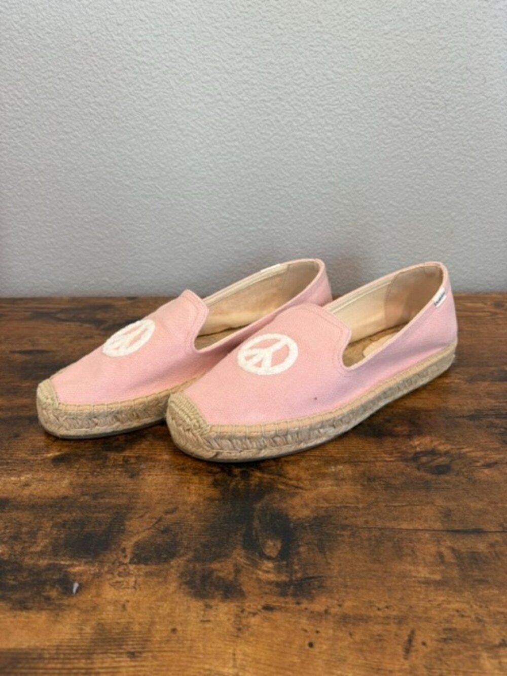 Soludos Pink Peace Sign Espadrilles